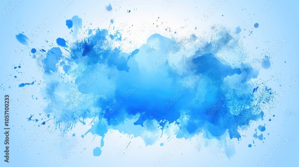 An abstract background featuring splashes that evoke a bright blue sky with soft fluffy clouds in watercolor style An abstract background featuring splashes that evoke a bright blue sky with soft fluffy clouds in watercolor style