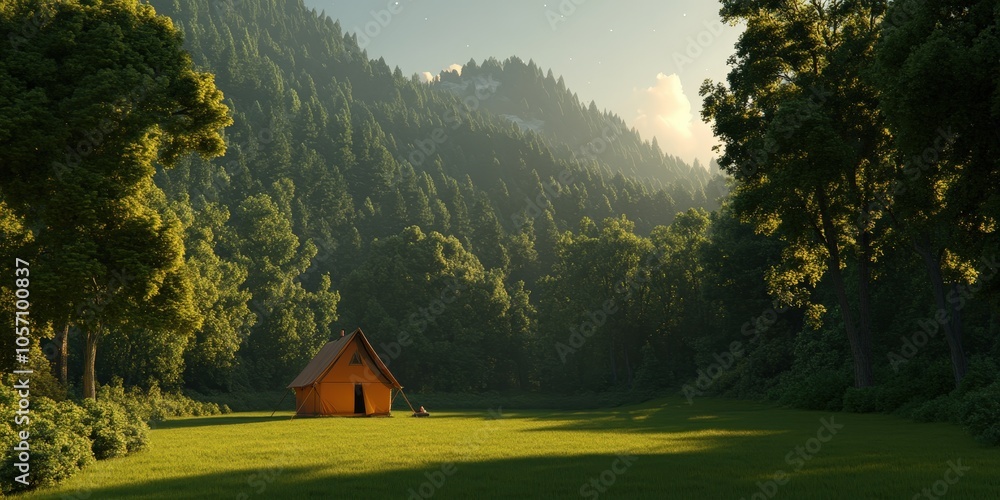Cozy Tent in Mountain Meadow with Milky Way Sky Cozy Tent in Mountain Meadow with Milky Way Sky