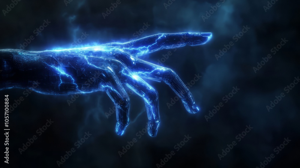 Robotic hand lightly touching human finger,
Human hand reaching toward robotic hand Robotic hand lightly touching human finger,
Human hand reaching toward robotic hand