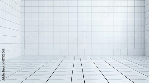 White tile wall checkerboard pattern background bathroom. Ceramic brick wall and mosaic tile floor background in bathroom.