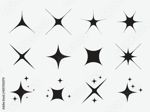 sparkle star icon set. simple star burst symbol vector illustration