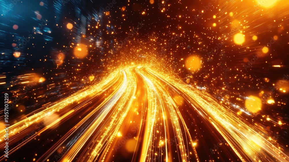 Aerial perspective of a city road illuminated at night showcasing technological advancements Aerial perspective of a city road illuminated at night showcasing technological advancements