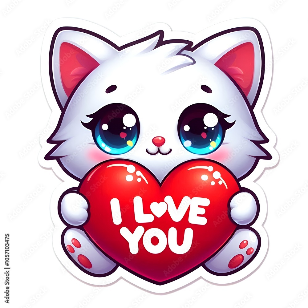 cat with big red heart saying I love you cat with big red heart saying I love you
