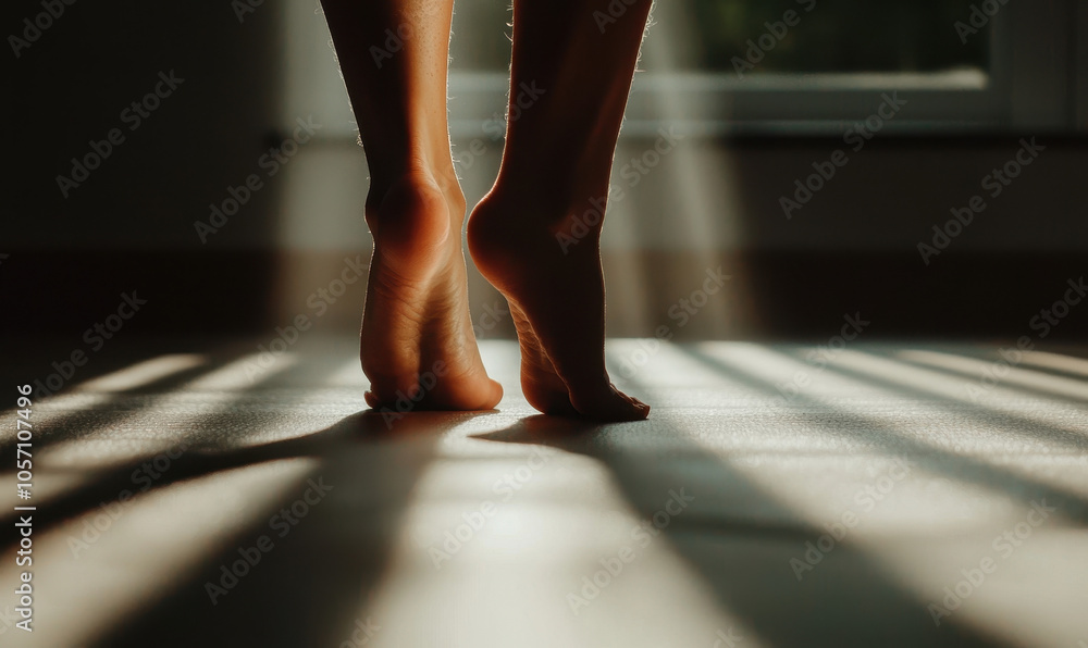 Capturing Tranquility: Sunlit Bare Feet in a Peaceful Home Atmosphere Capturing Tranquility: Sunlit Bare Feet in a Peaceful Home Atmosphere