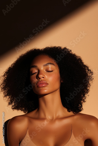 Serene Portrait in Sunlit Ambience Capturing Peace and Beauty