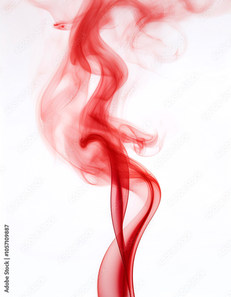 Realistic red smoke floating or flying isolated white background Realistic red smoke floating or flying isolated white background