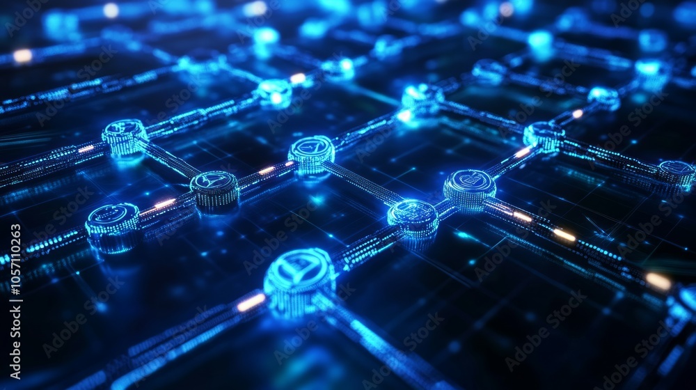 Fototapeta premium futuristic banner with digital elements representing blockchain technology 