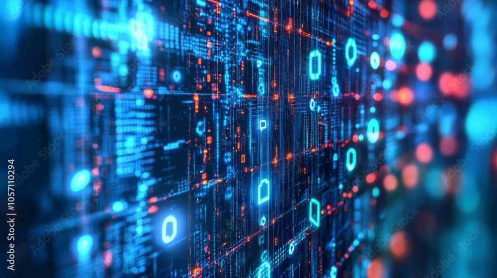 Fototapeta premium futuristic banner with digital elements representing blockchain technology 