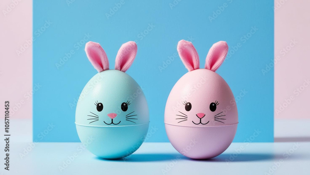 Fototapeta premium easter bunny with eggs