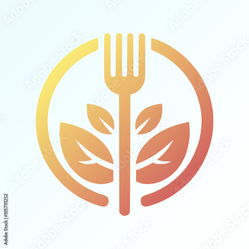 Simple logo for a dietitian service, with a fork and a leaf forming a circle of health