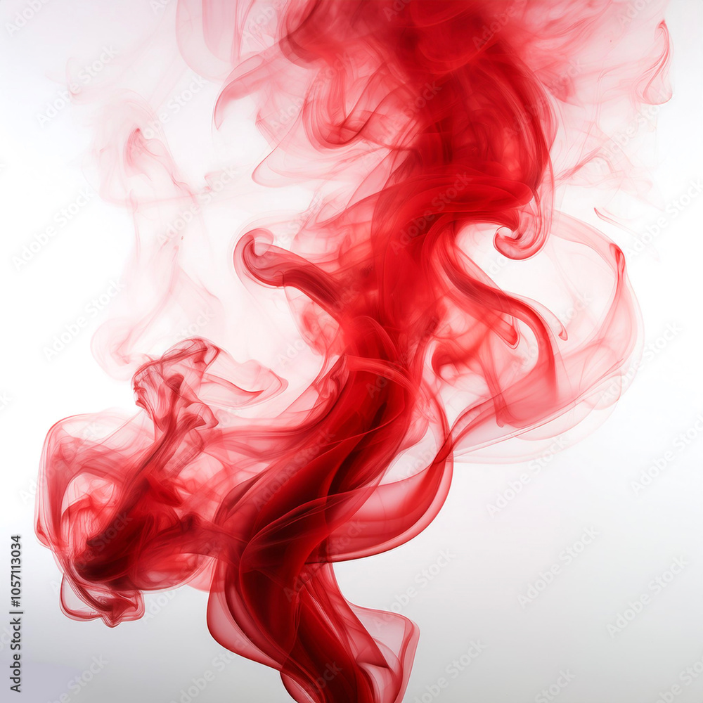 Realistic red smoke floating or flying isolated white background Realistic red smoke floating or flying isolated white background