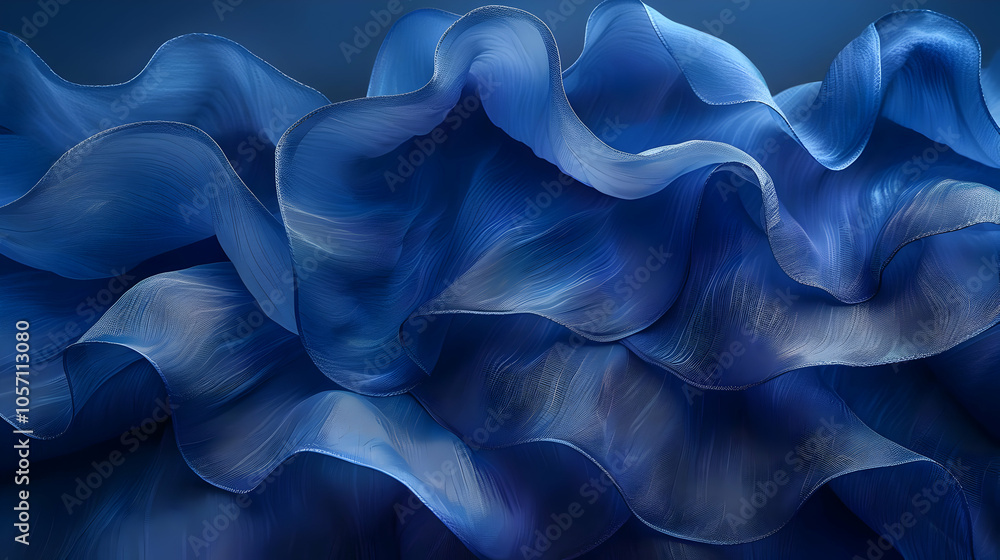 Abstract Blue Fabric Waves Illustration Abstract Blue Fabric Waves Illustration