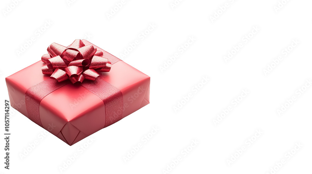 Elegant red gift box with a delicate bow, perfect for birthdays, holidays, and special celebrations Elegant red gift box with a delicate bow, perfect for birthdays, holidays, and special celebrations