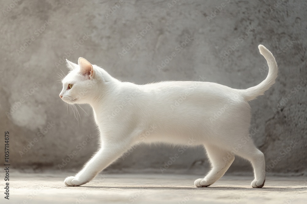 a white cat, walking
a white cat, walking