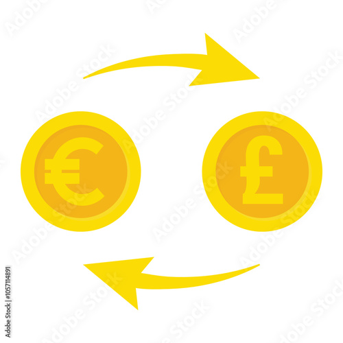 Money exchange concept vector illustration with gold euro and pound coins