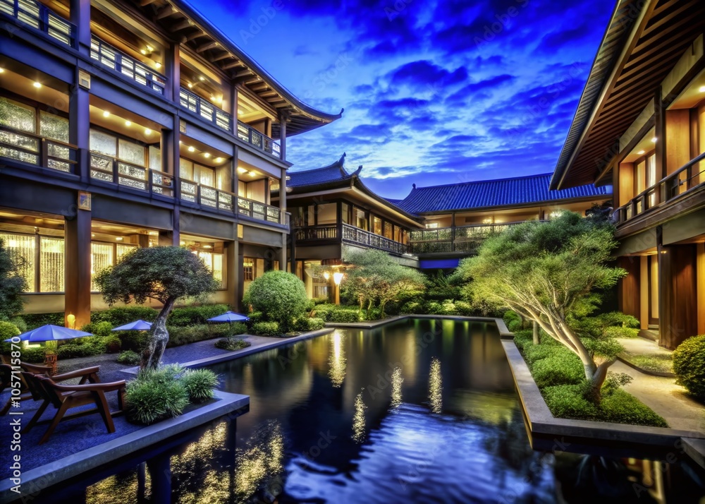 Obraz premium Luxury Spa Hotel in Asian Atmosphere for Relaxation and Summer Vacation