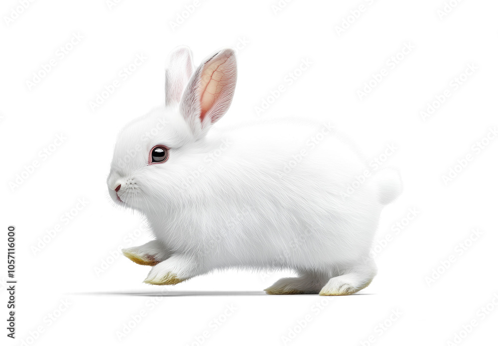 Obraz premium Rabbit leaping on transparent background