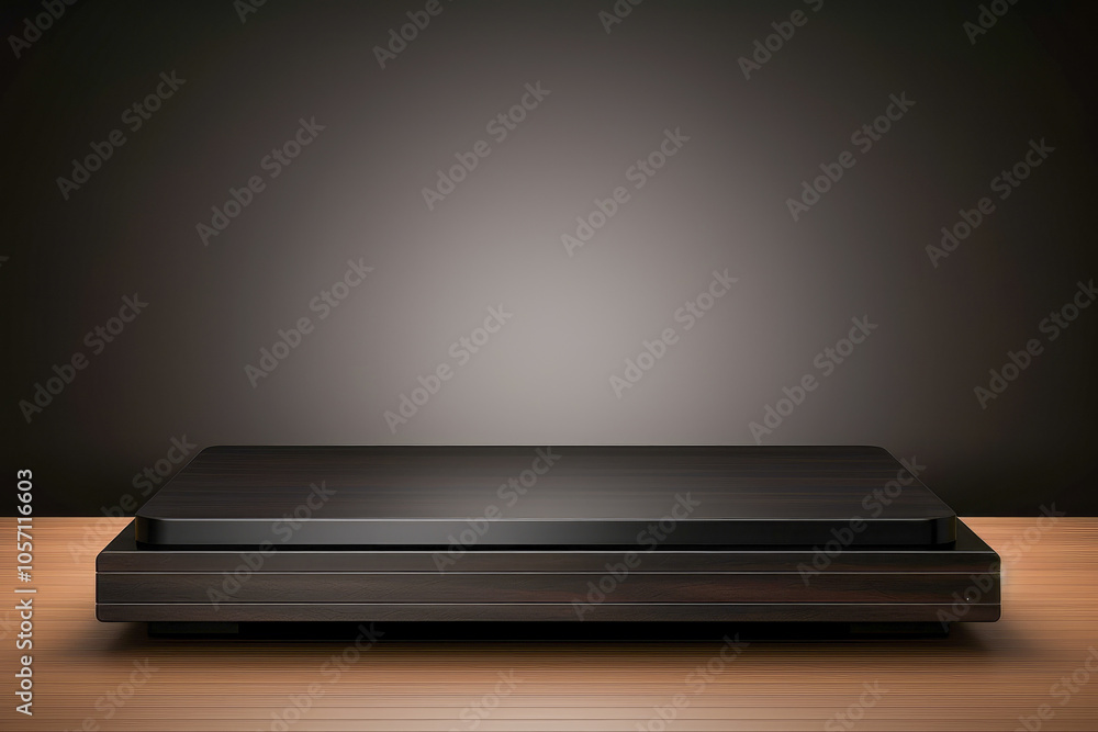This image showcases an elegant dark wooden platform set against a sophisticated textured background, providing a luxurious and minimalist aesthetic appeal. This image showcases an elegant dark wooden platform set against a sophisticated textured background, providing a luxurious and minimalist aesthetic appeal.
