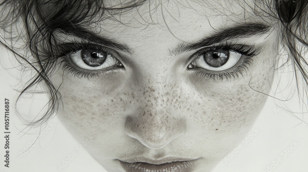 Fototapeta premium A woman with brown hair and brown eyes