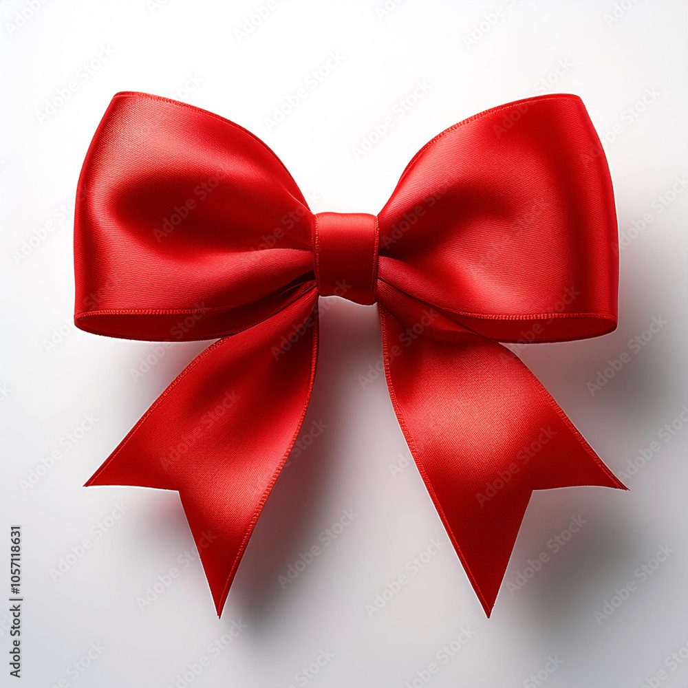 Red bow floating or flying isolated white background Red bow floating or flying isolated white background