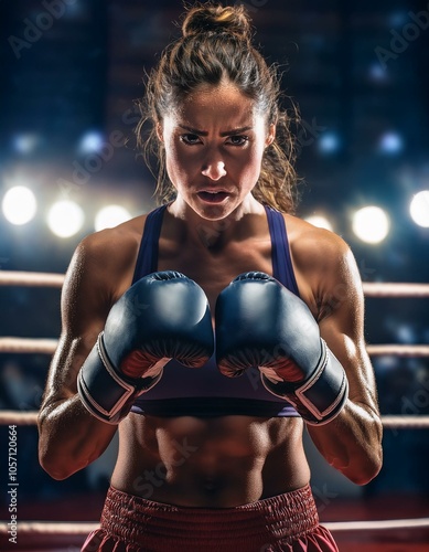 Foto de una mujer boxeadora en primera persona photo