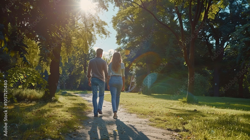 view of young couple in love is walking in a park of attractions outdoors, New year s eve, Happy New year view of young couple in love is walking in a park of attractions outdoors, New year s eve, Happy New year