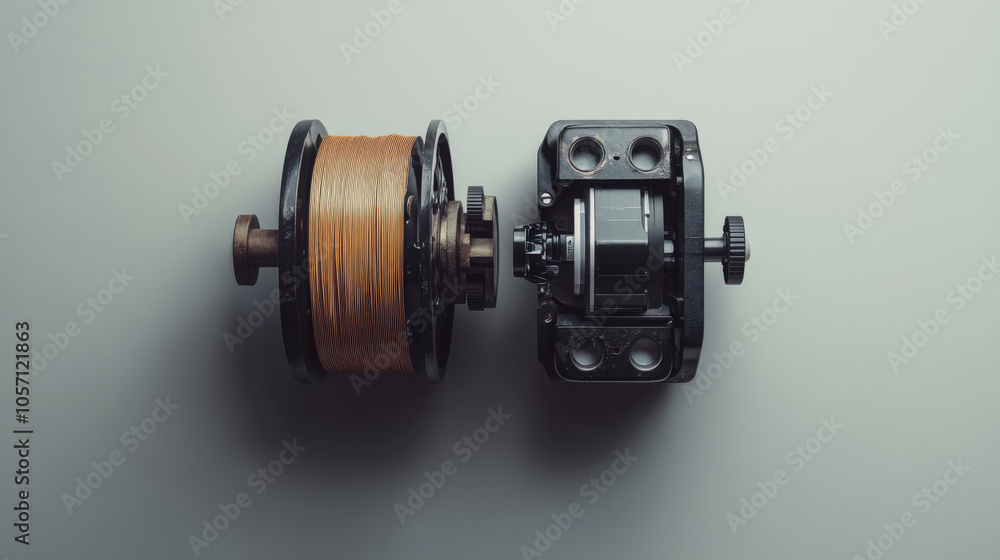 fishing reel with spool of line showcases intricate design and functionality, perfect for outdoor enthusiasts. detailed craftsmanship highlights its utility and appeal fishing reel with spool of line showcases intricate design and functionality, perfect for outdoor enthusiasts. detailed craftsmanship highlights its utility and appeal
