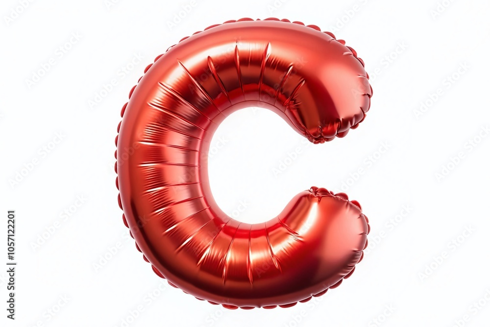Metallic Red Letter C Balloon for Party Celebrations - Isolated on White Background Metallic Red Letter C Balloon for Party Celebrations - Isolated on White Background