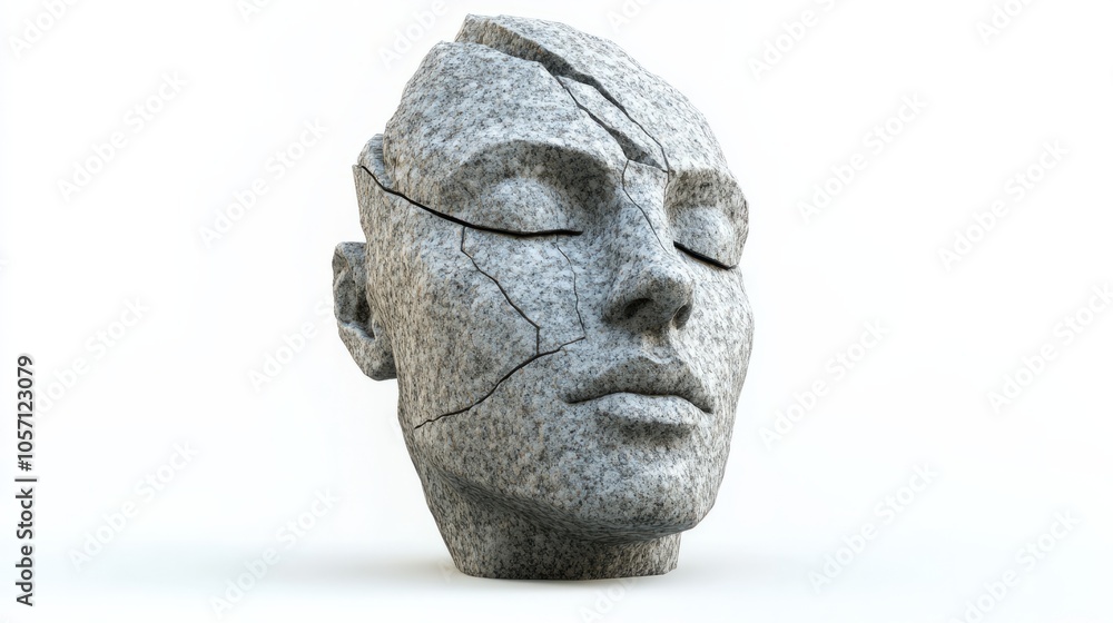 3d abstract head of sculpture against white background 3d abstract head of sculpture against white background