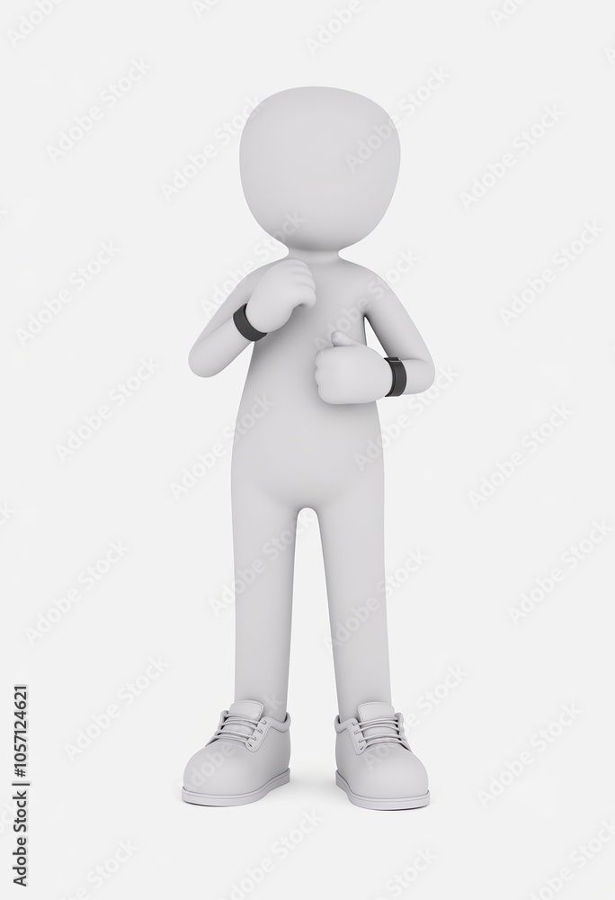 3D stick figure fitness model determined pose for health messages with copy space 3D stick figure fitness model determined pose for health messages with copy space