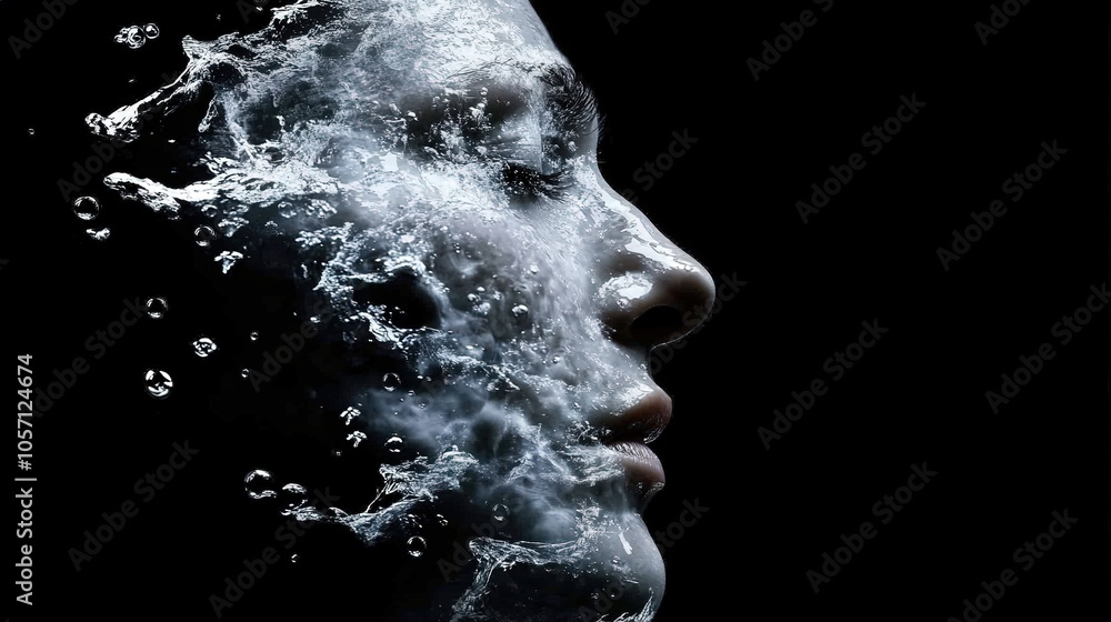 Ethereal Woman Underwater with Water and Bubbles Abstract Portrait Ethereal Woman Underwater with Water and Bubbles Abstract Portrait