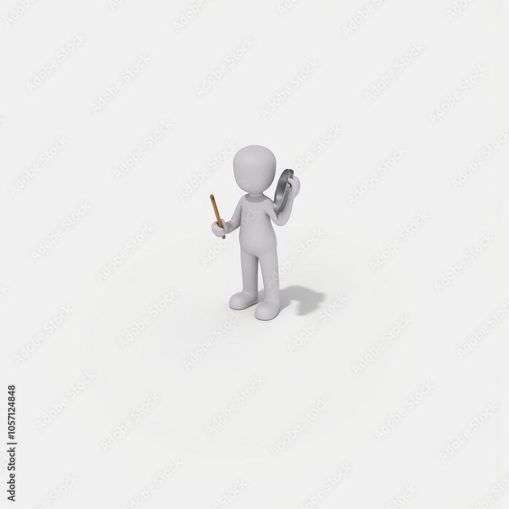 3D stick figure chef, minimalist style, culinary arts representation, ideal for cooking tutorials and recipe visuals with copy space 3D stick figure chef, minimalist style, culinary arts representation, ideal for cooking tutorials and recipe visuals with copy space