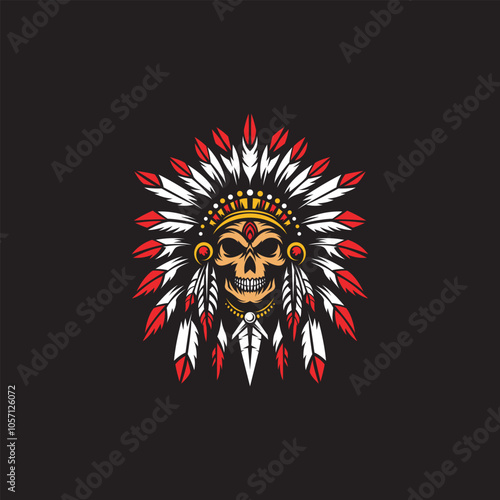 apache skull indian mascot logo vektor illustration