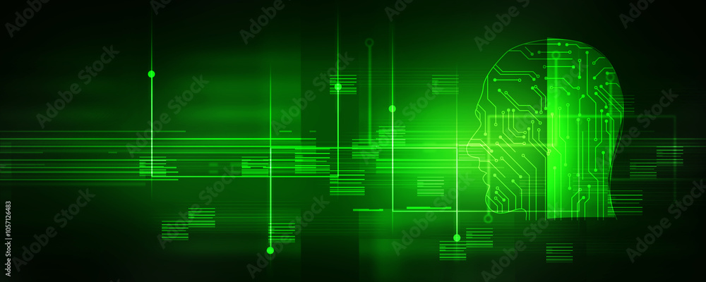 2d illustration digital Artificial mind concept 2d illustration digital Artificial mind concept