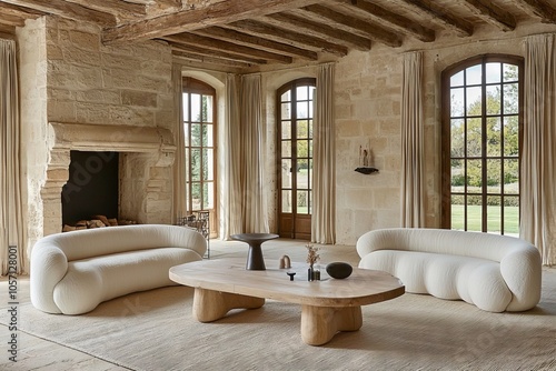 Wallpaper Mural The family room is styled in neutral tones and beige tones Torontodigital.ca