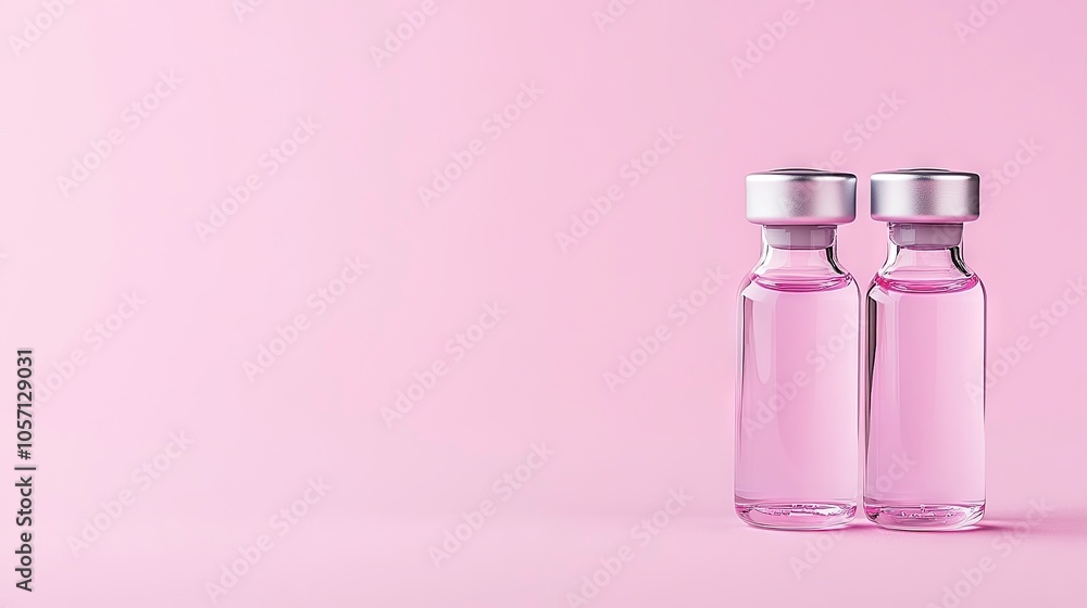 Captivating pastel vials with vibrant liquid and a precise syringe gleaming softly under gentle lighting Captivating pastel vials with vibrant liquid and a precise syringe gleaming softly under gentle lighting