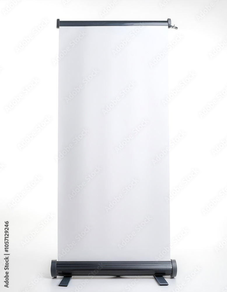 Roll up banner stand floating or flying isolated white background Roll up banner stand floating or flying isolated white background