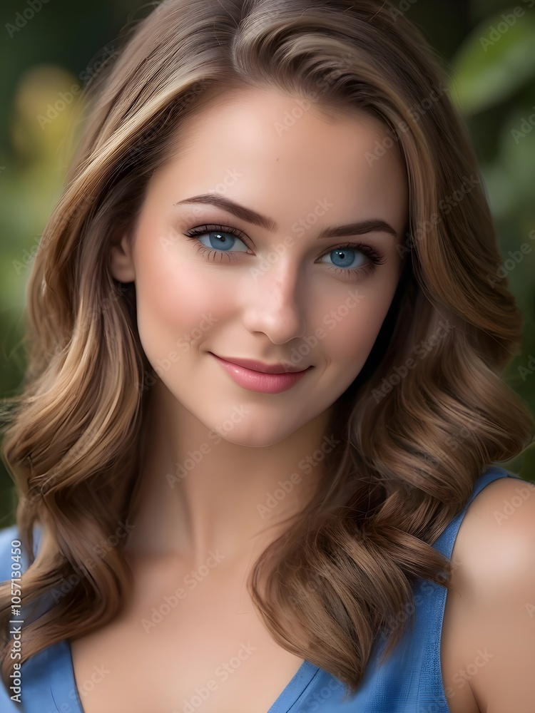 Beautiful Woman with Happy Blue Eyes Beautiful Woman with Happy Blue Eyes
