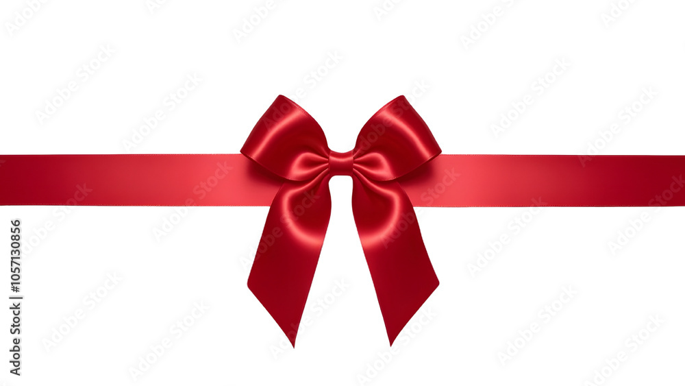 Red ribbon and bow isolated against transparent background. Wrapping for box concept Red ribbon and bow isolated against transparent background. Wrapping for box concept