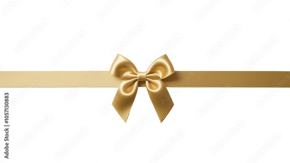 Gold luxury ribbon and bow cutout isolated against transparent background. Gift wrapping PNG. Gold luxury ribbon and bow cutout isolated against transparent background. Gift wrapping PNG.