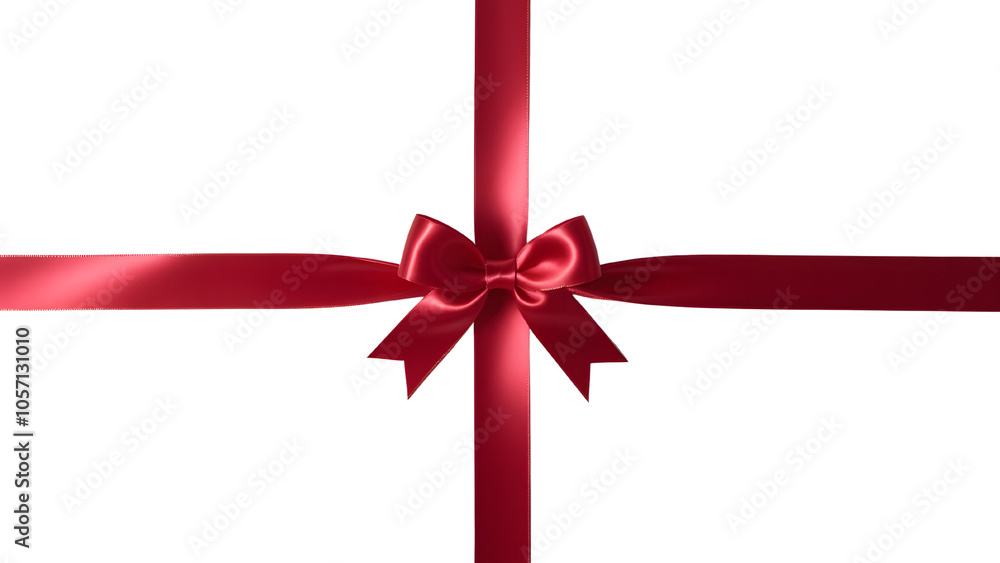 Red ribbon and bow isolated against transparent background. Wrapping for box concept Red ribbon and bow isolated against transparent background. Wrapping for box concept