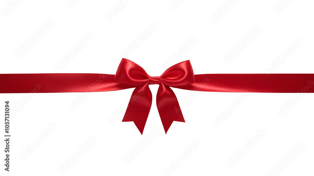 Red ribbon and bow isolated against transparent background. Wrapping for box concept. Red ribbon and bow isolated against transparent background. Wrapping for box concept.