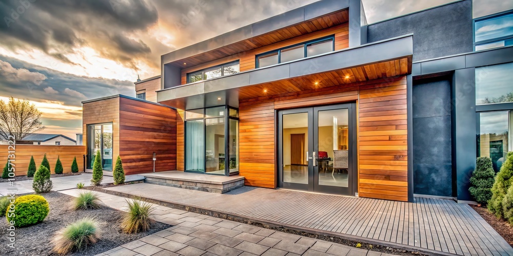 Modern House Exterior with Door and Window, Ideal for Business Conceptual Photography Modern House Exterior with Door and Window, Ideal for Business Conceptual Photography