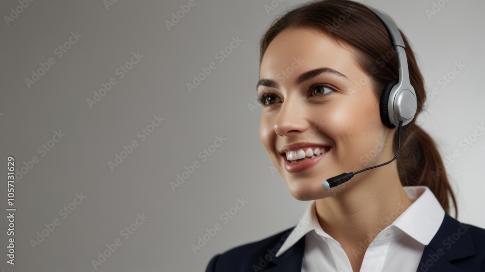 Girl with headphones and microphone. Call center operator Girl with headphones and microphone. Call center operator