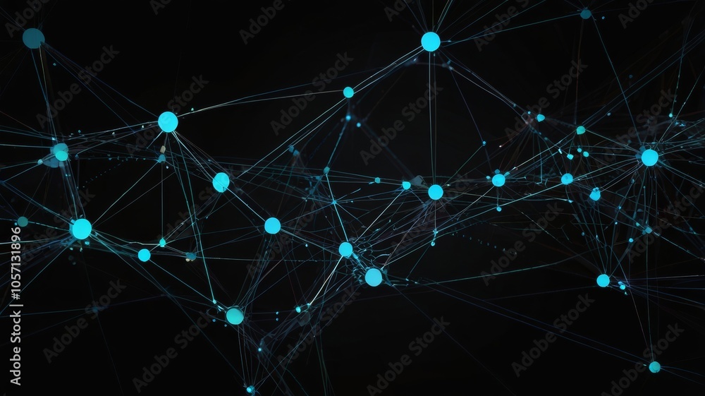 Abstract digital background with network connections with nodes and lines on black background creating futuristic and technological visual effect. Abstract digital background with network connections with nodes and lines on black background creating futuristic and technological visual effect.