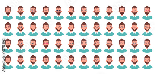 Portraits of man. Boy Avatar.  Male emotions.