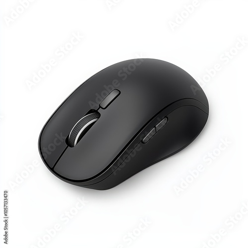 A sleek black wireless mouse designed for computer navigation and productivity.