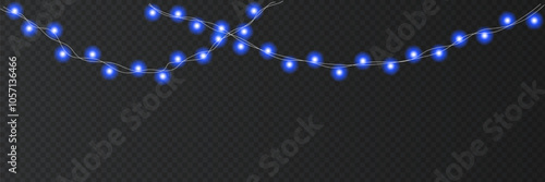 Festive bright Christmas light bulbs  glowing garland string.