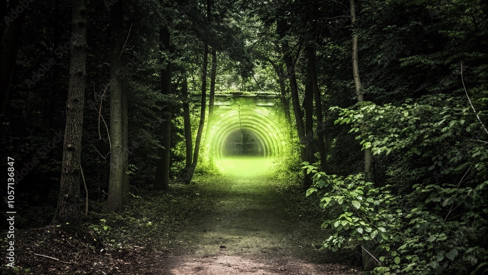 Obraz premium Mysterious Shining Portal to an Unknown Realm in Tilt-Shift Photography Style