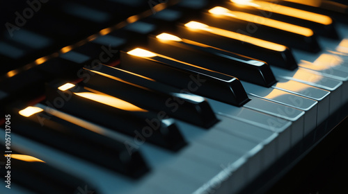 Wallpaper Mural Elegance in Harmony: A Close-Up of Polished Piano Keys Torontodigital.ca